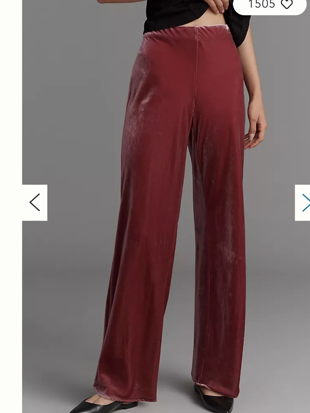 NWT ANTHROPOLOGIE The Tilda Velvet Pants Rose Size XXS